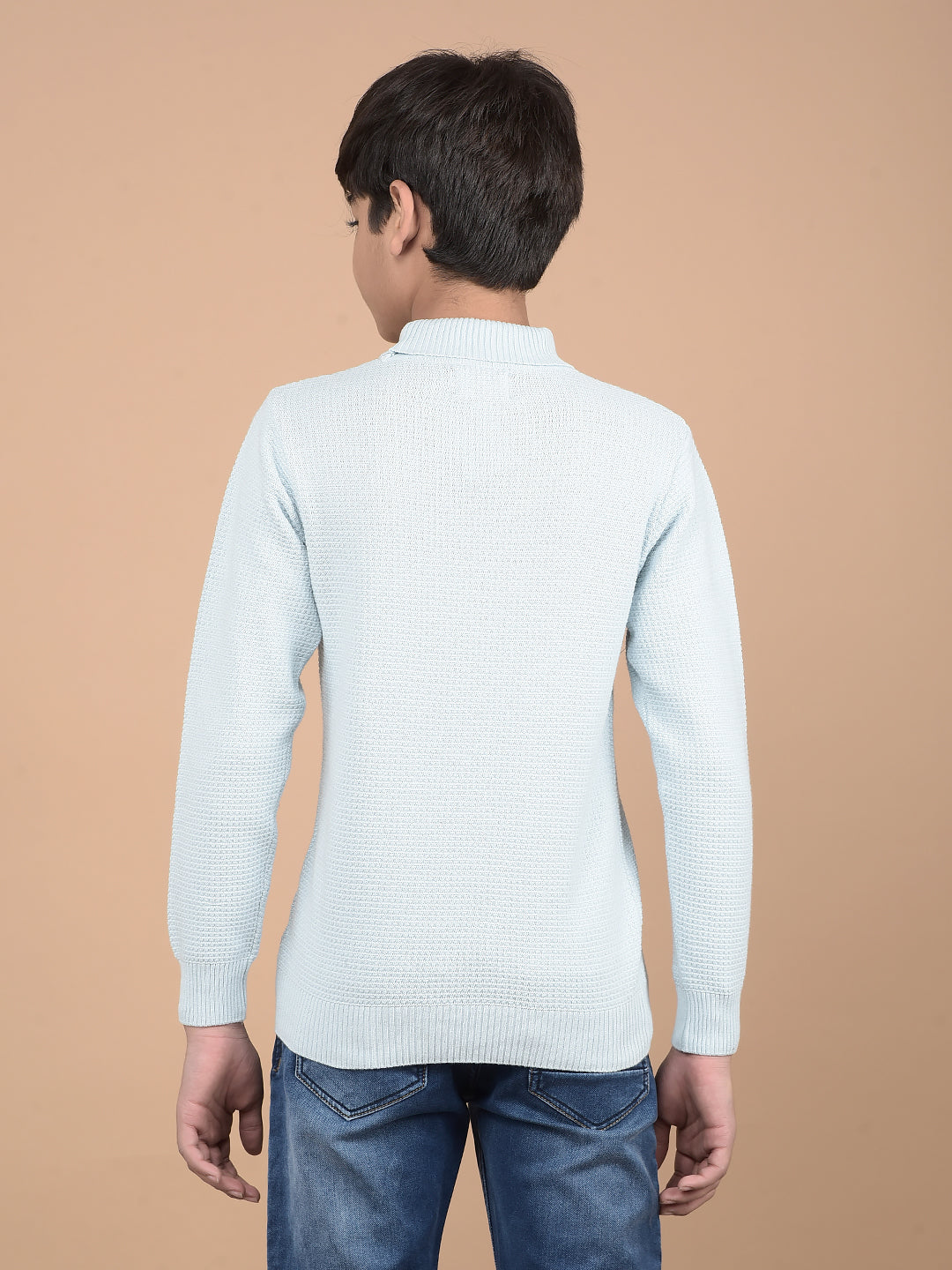 Blue High Neck 100% Cotton Sweater-Boys Sweaters-Crimsoune Club
