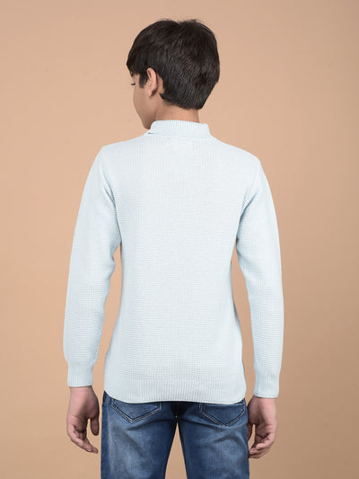 Blue High Neck 100% Cotton Sweater-Boys Sweaters-Crimsoune Club