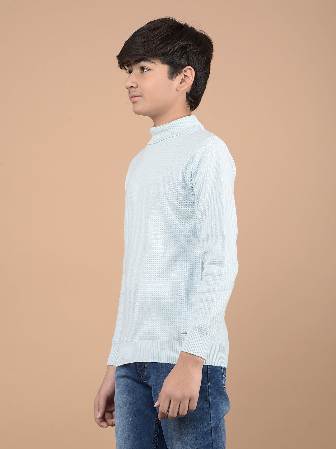Blue High Neck 100% Cotton Sweater-Boys Sweaters-Crimsoune Club