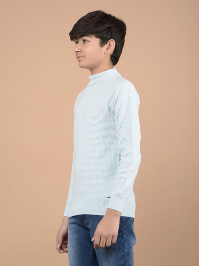 Blue High Neck 100% Cotton Sweater-Boys Sweaters-Crimsoune Club