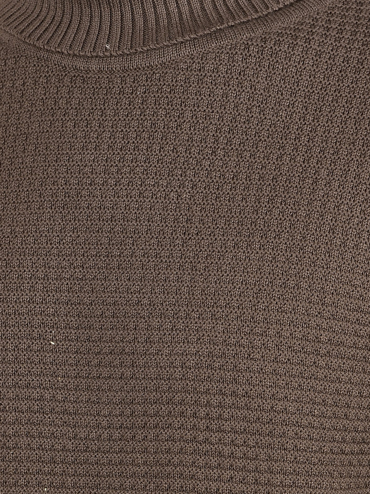 Brown High Neck 100% Cotton Sweater-Boys Sweaters-Crimsoune Club