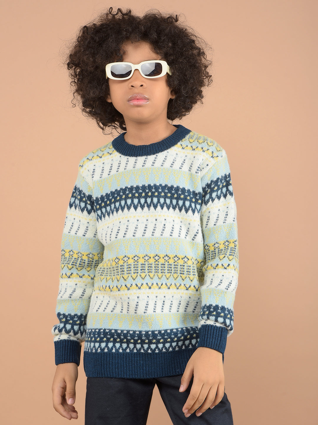 Multi-Color Jacquard Sweater-Boys Sweaters-Crimsoune Club