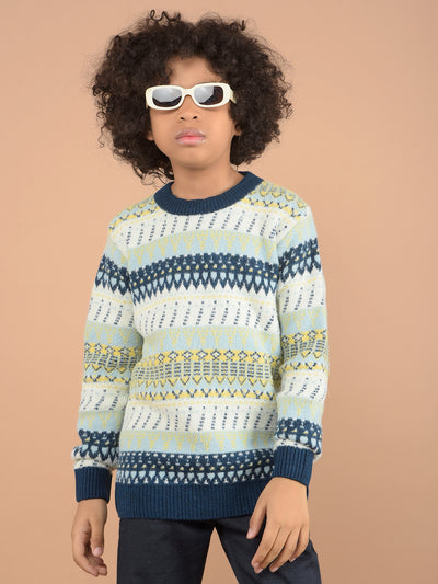 Multi-Color Jacquard Sweater-Boys Sweaters-Crimsoune Club