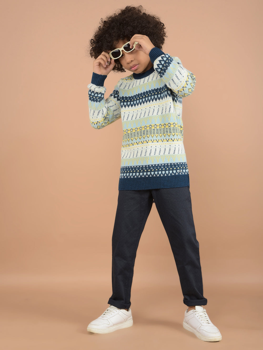 Multi-Color Jacquard Sweater-Boys Sweaters-Crimsoune Club