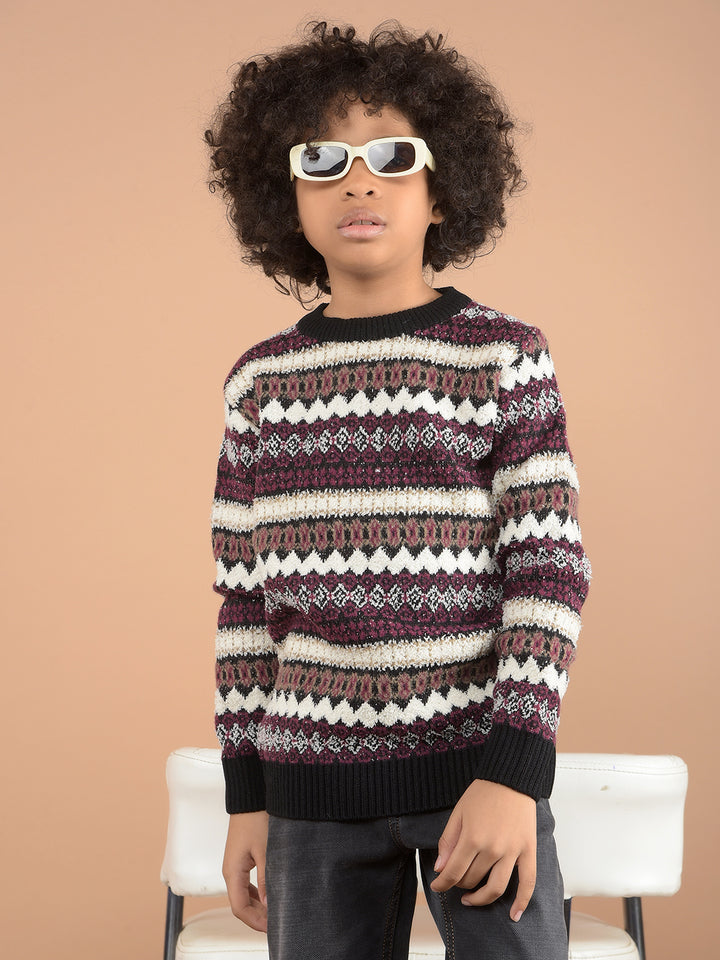 Multi-Color Jacquard Sweater-Boys Sweaters-Crimsoune Club
