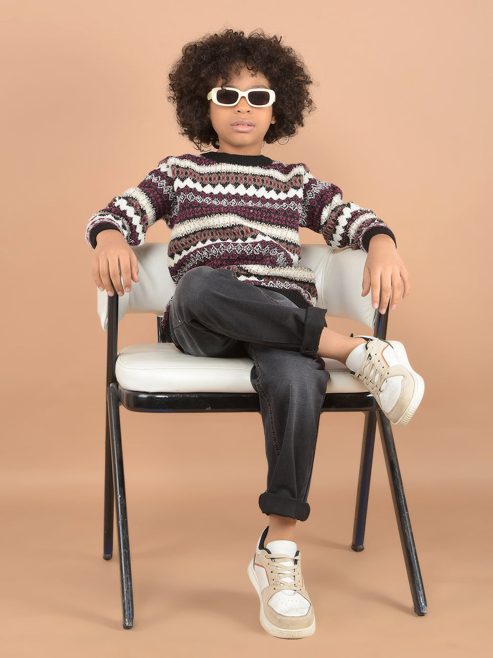 Multi-Color Jacquard Sweater-Boys Sweaters-Crimsoune Club