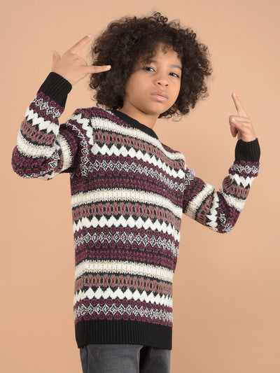 Multi-Color Jacquard Sweater-Boys Sweaters-Crimsoune Club