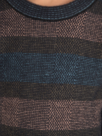 Brown Horizontal Striped Sweater-Boys Sweaters-Crimsoune Club