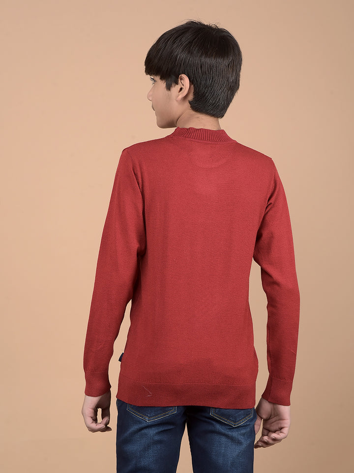 Maroon High Neck Sweater-Boys Sweaters-Crimsoune Club