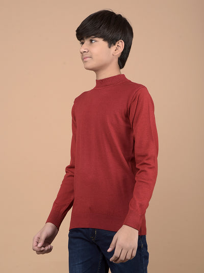 Maroon High Neck Sweater-Boys Sweaters-Crimsoune Club