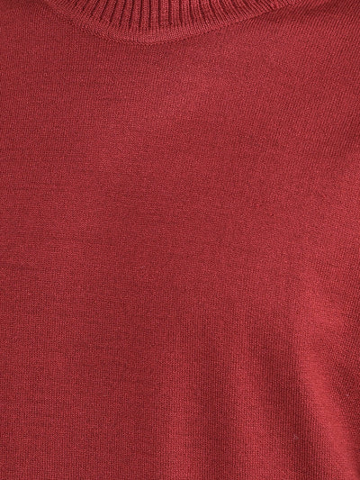 Maroon High Neck Sweater-Boys Sweaters-Crimsoune Club