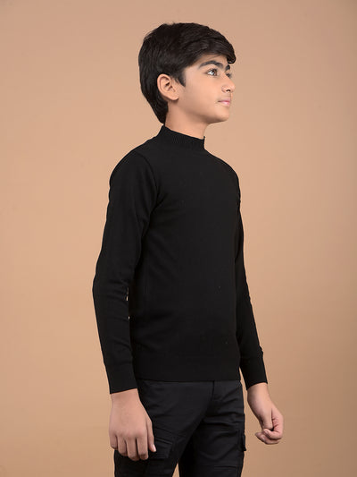Black High Neck Sweater-Boys Sweaters-Crimsoune Club