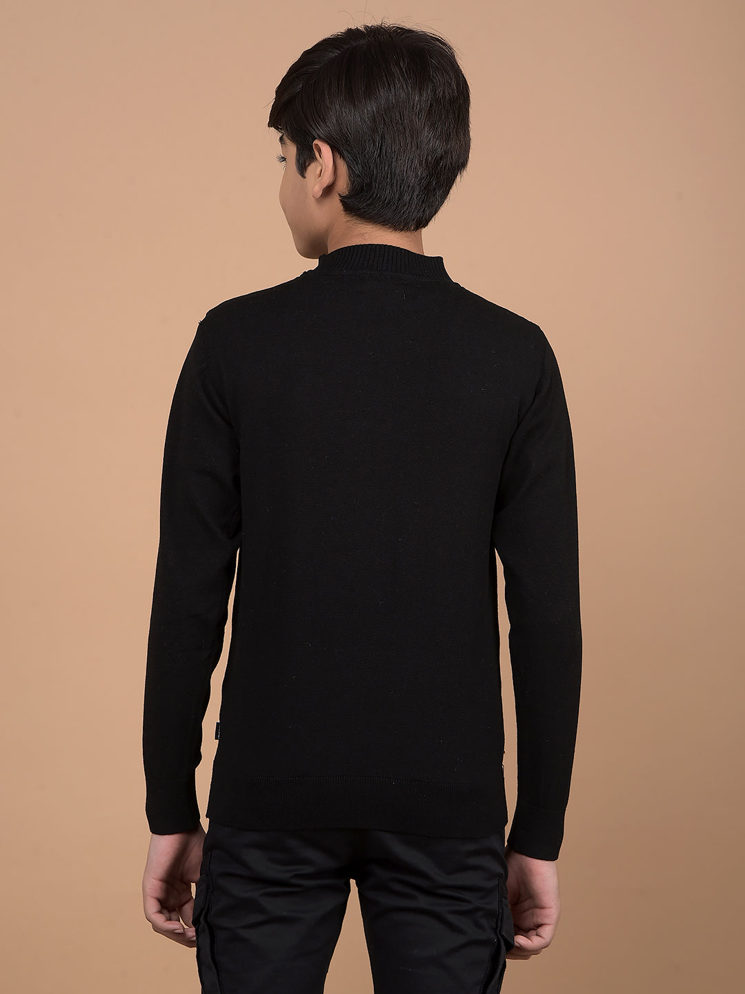 Black High Neck Sweater-Boys Sweaters-Crimsoune Club