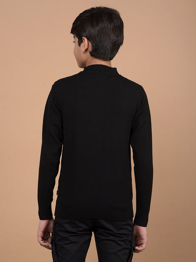 Black High Neck Sweater-Boys Sweaters-Crimsoune Club