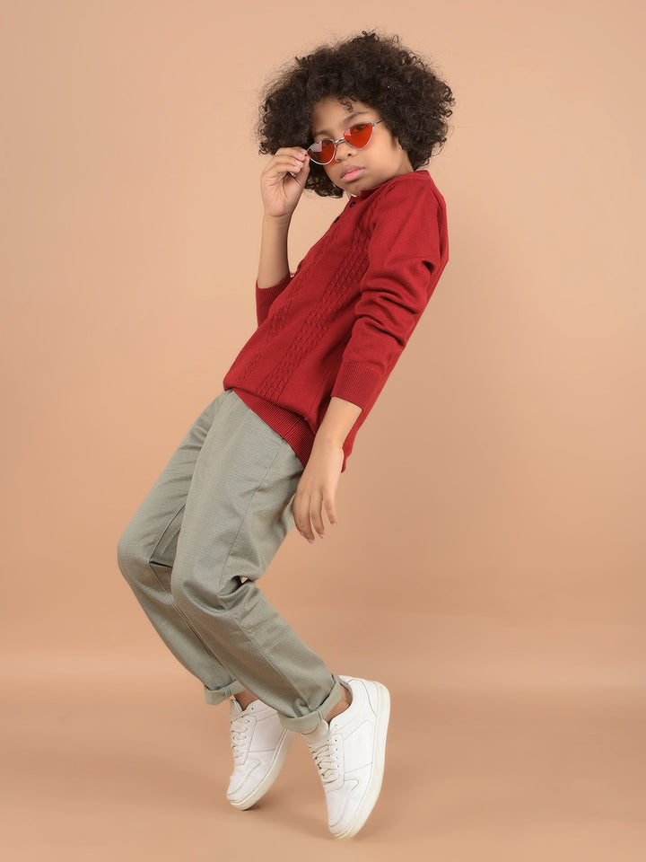 Red 100% Cotton Sweater-Boys Sweaters-Crimsoune Club
