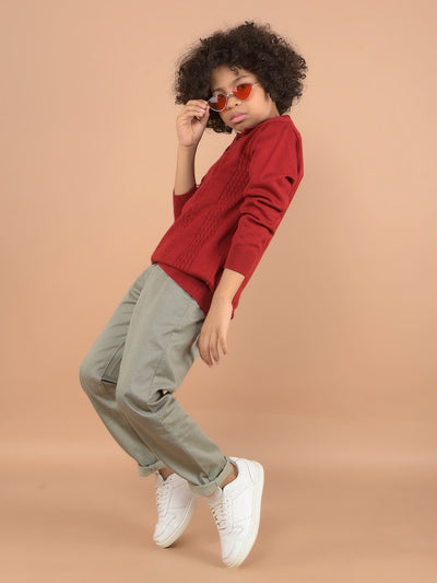 Red 100% Cotton Sweater-Boys Sweaters-Crimsoune Club