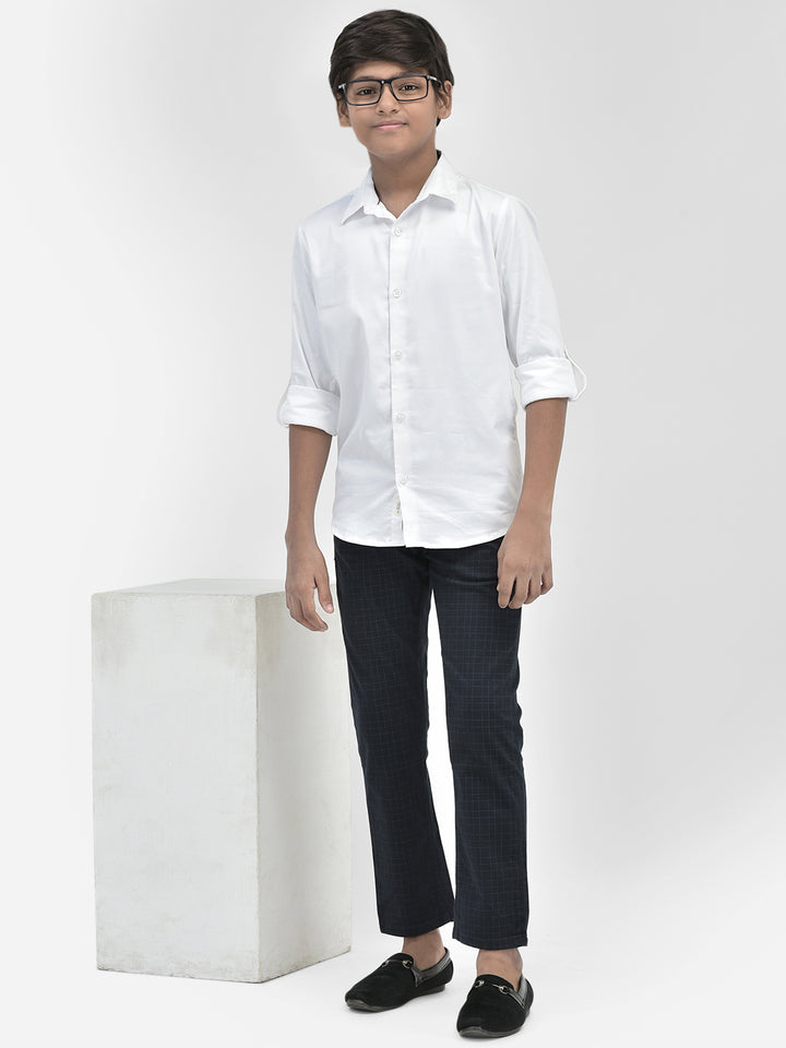 Checked Navy Blue Trousers-Boys Trousers-Crimsoune Club