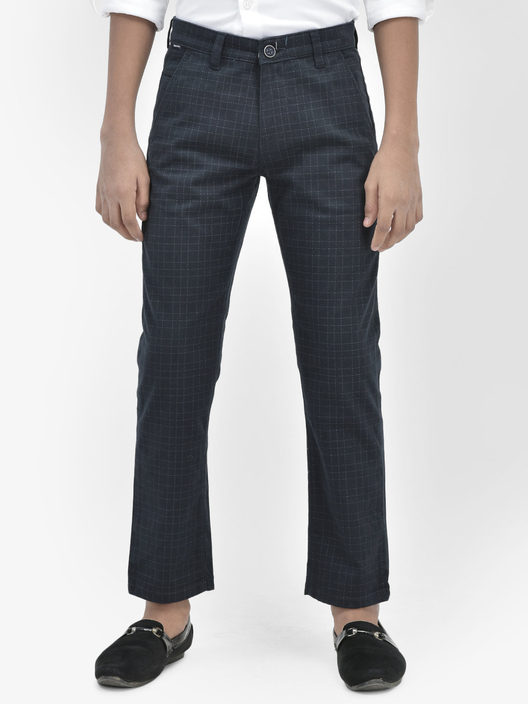 Checked Navy Blue Trousers-Boys Trousers-Crimsoune Club