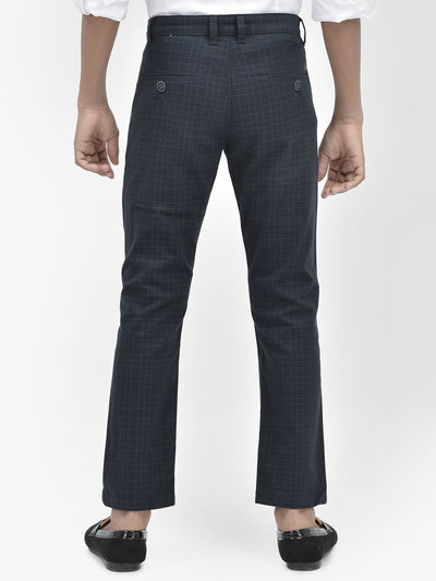 Checked Navy Blue Trousers-Boys Trousers-Crimsoune Club