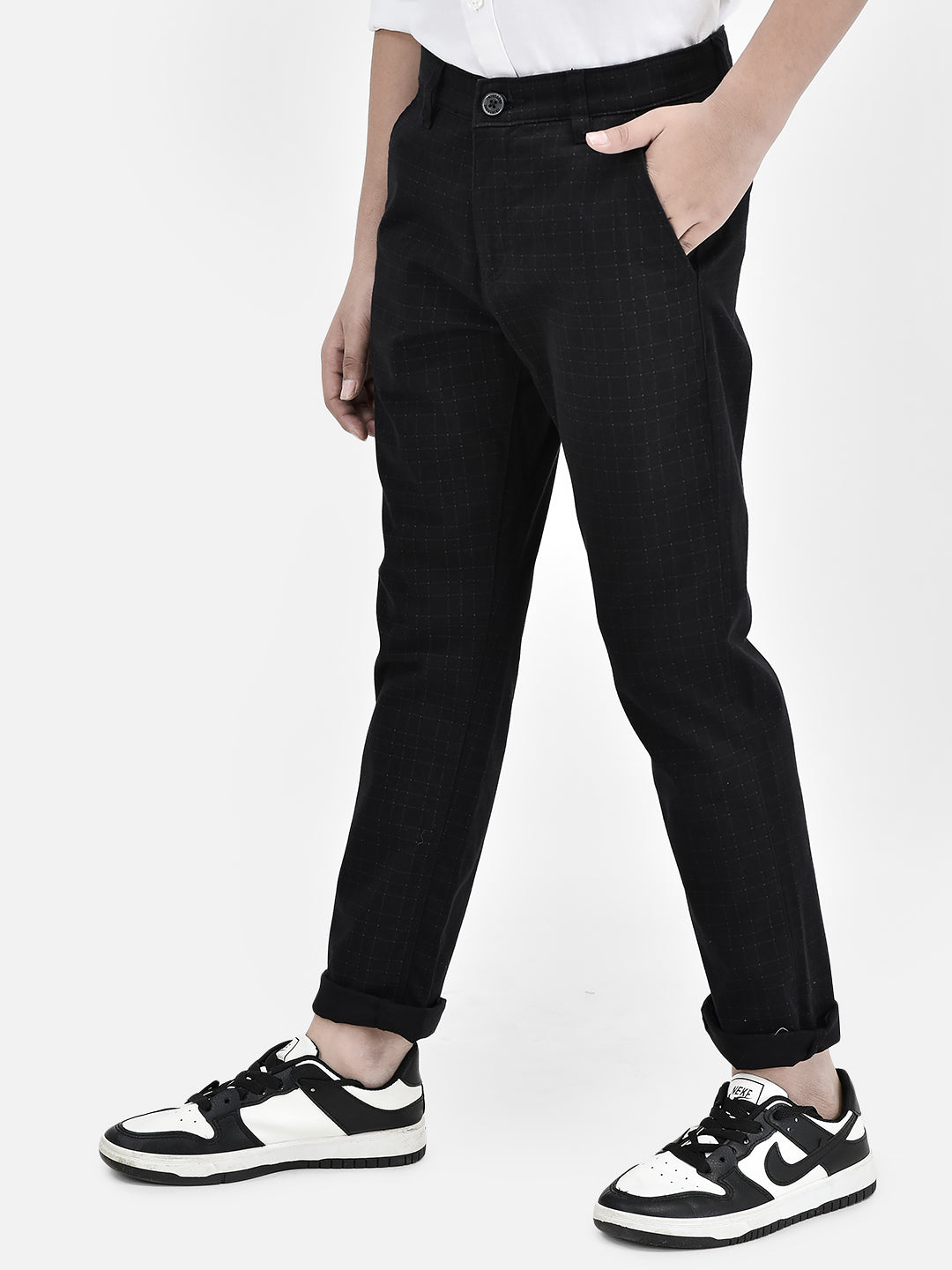 Checked Black Trousers-Boys Trousers-Crimsoune Club