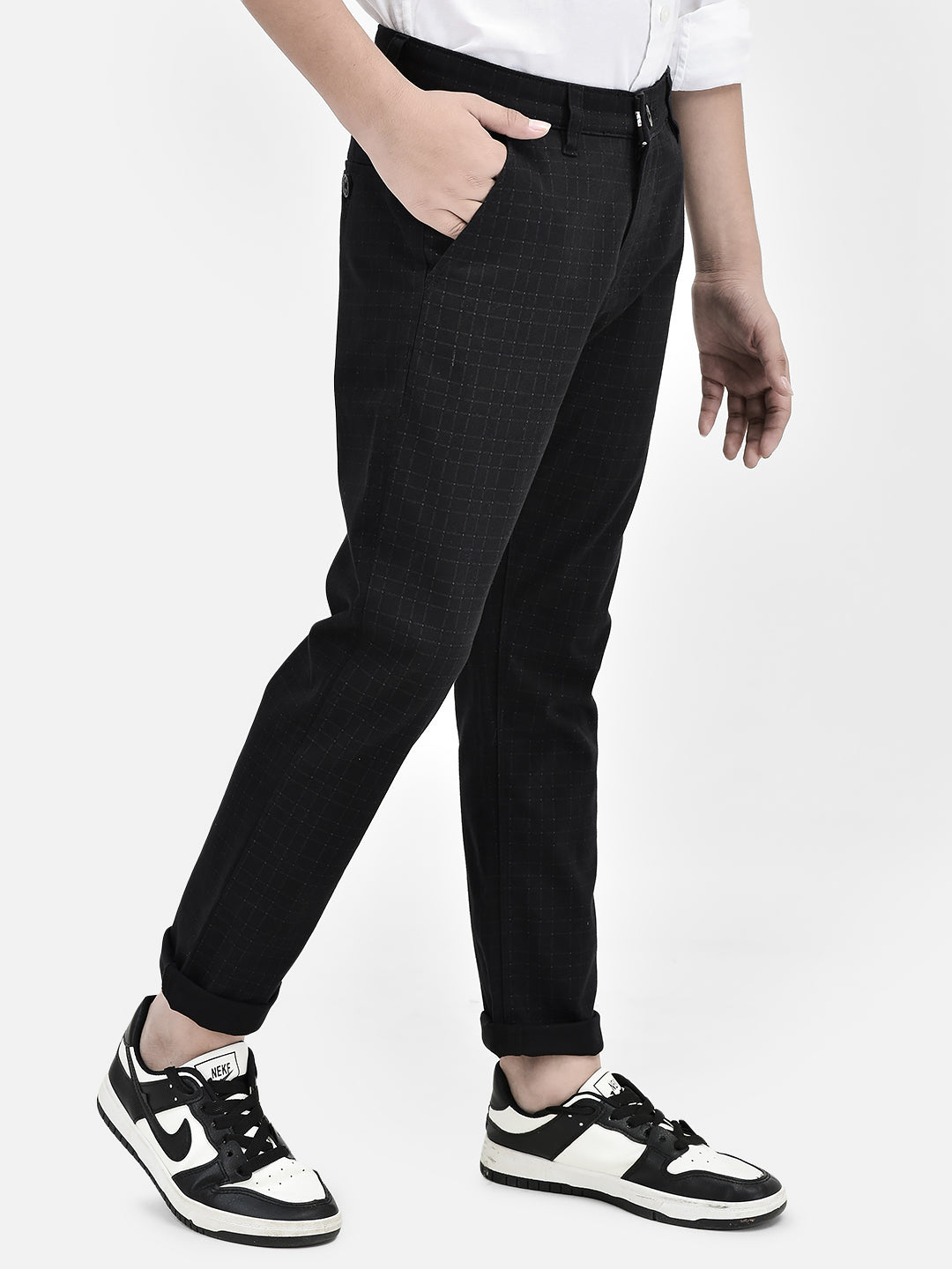 Checked Black Trousers-Boys Trousers-Crimsoune Club