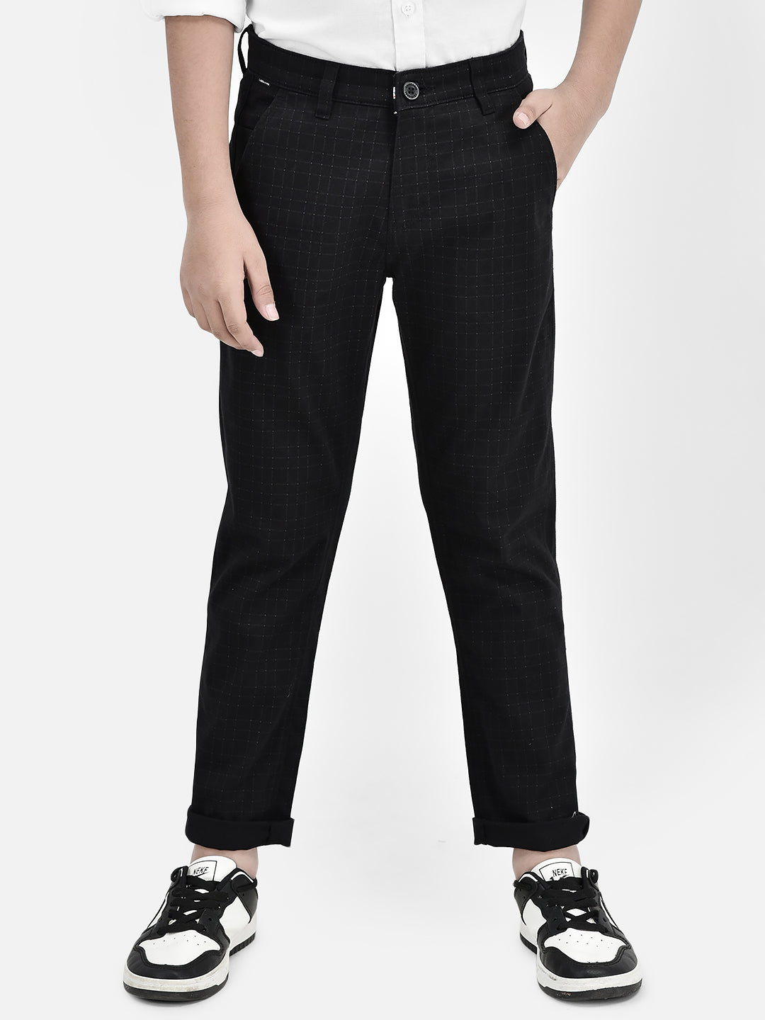 Checked Black Trousers-Boys Trousers-Crimsoune Club