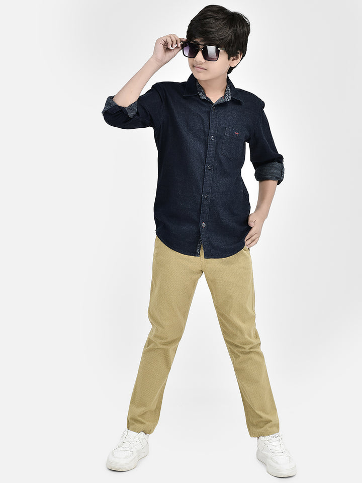 Printed Beige Trousers-Boys Trousers-Crimsoune Club