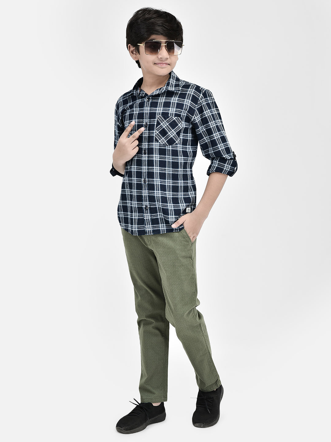 Printed Olive Trousers-Boys Trousers-Crimsoune Club