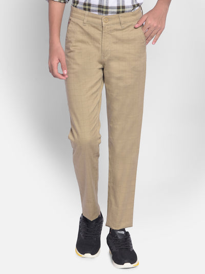 Beige Checked Trousers-Boys Trousers-Crimsoune Club