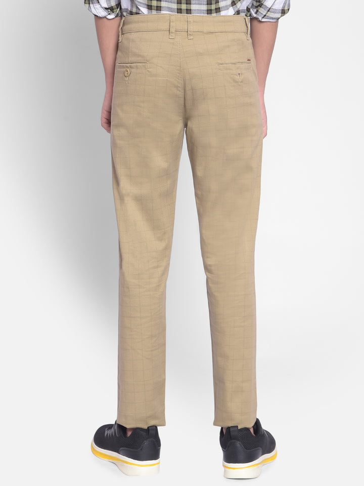 Beige Checked Trousers-Boys Trousers-Crimsoune Club
