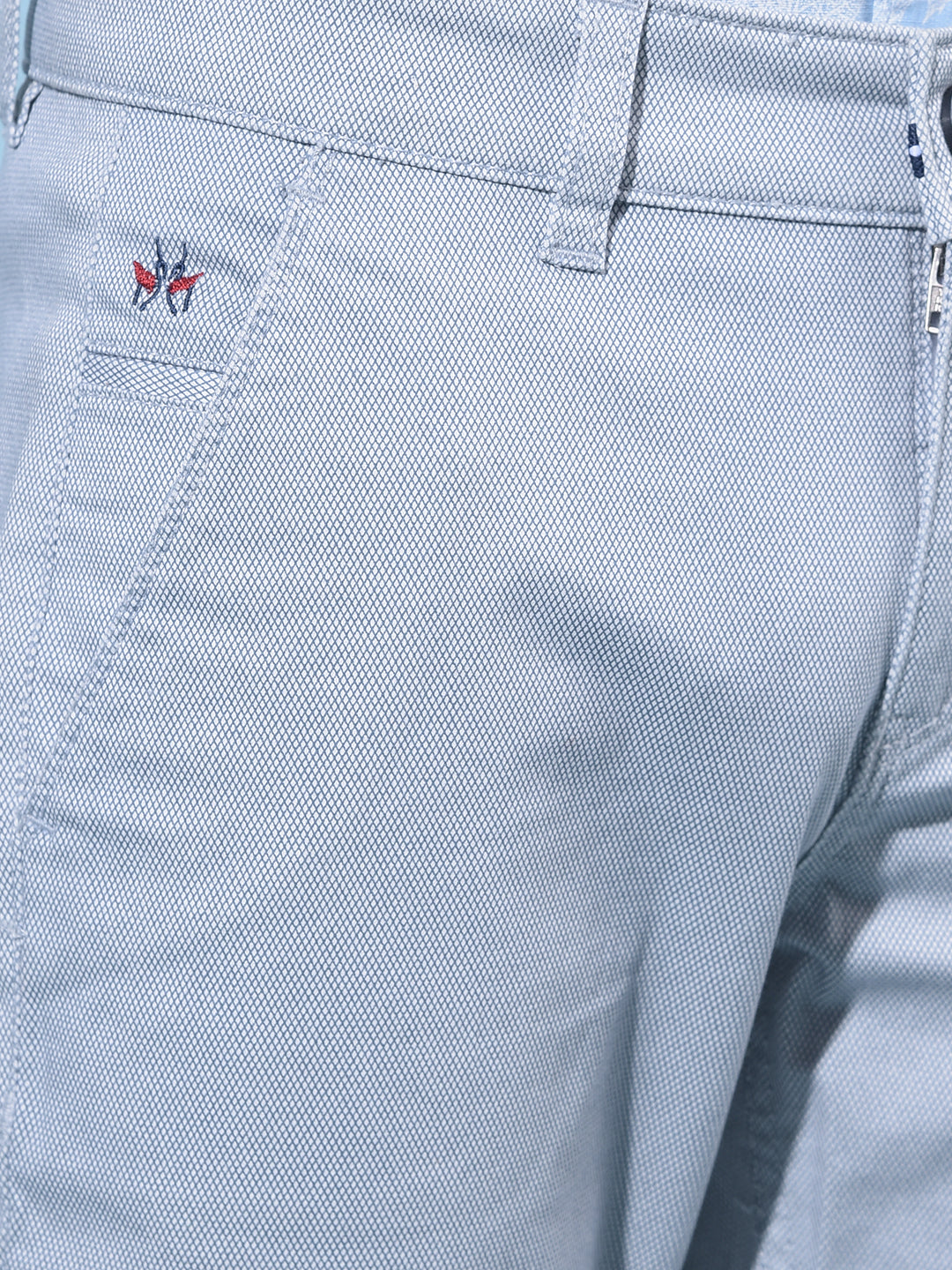 Blue Printed Cotton Chinos Trousers-Boys Trousers-Crimsoune Club