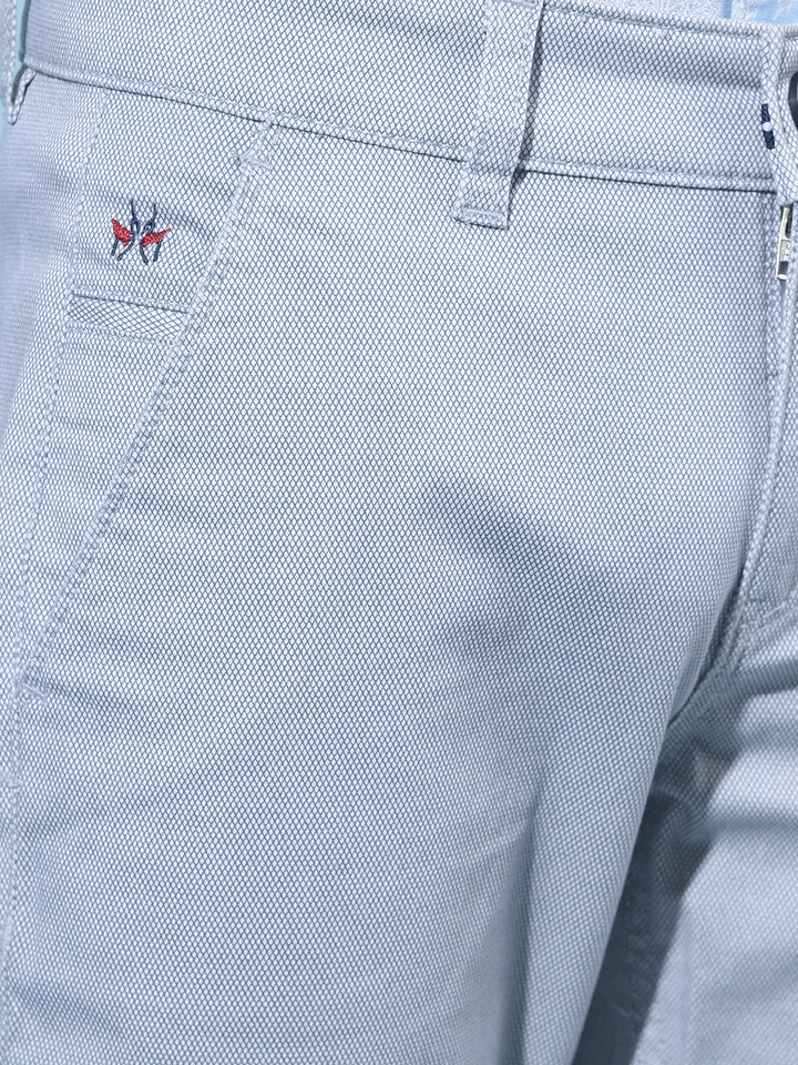 Blue Printed Cotton Chinos Trousers-Boys Trousers-Crimsoune Club