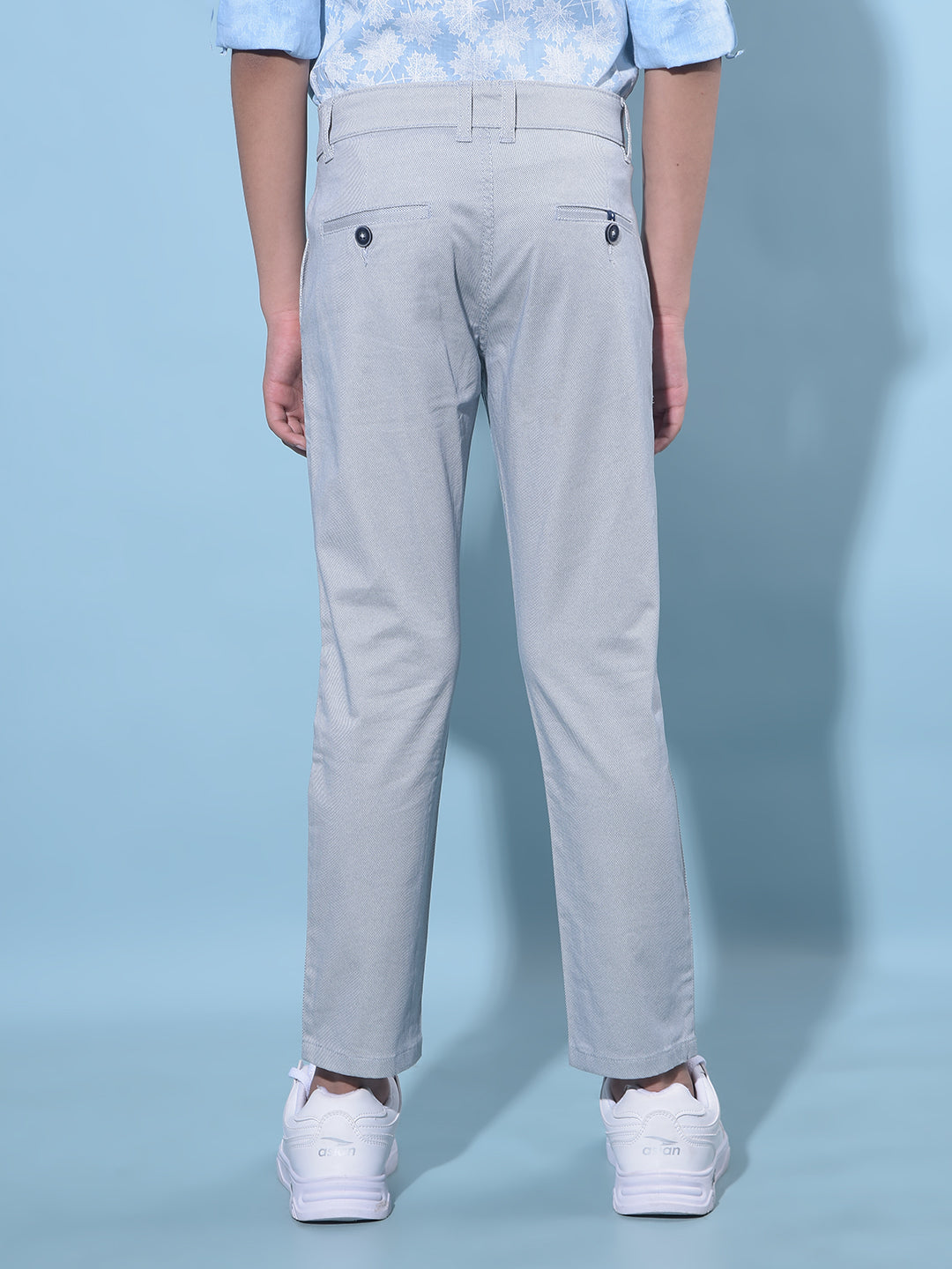 Blue Printed Cotton Chinos Trousers-Boys Trousers-Crimsoune Club