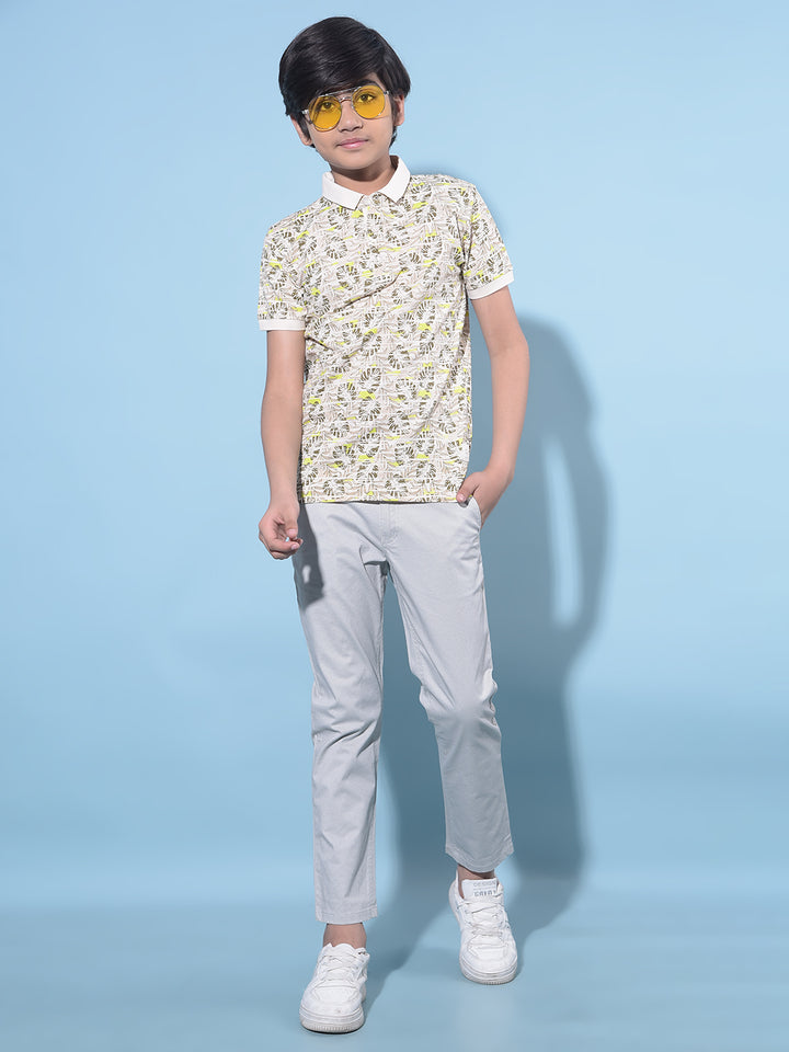 Grey Printed Cotton Chinos Trousers-Boys Trousers-Crimsoune Club