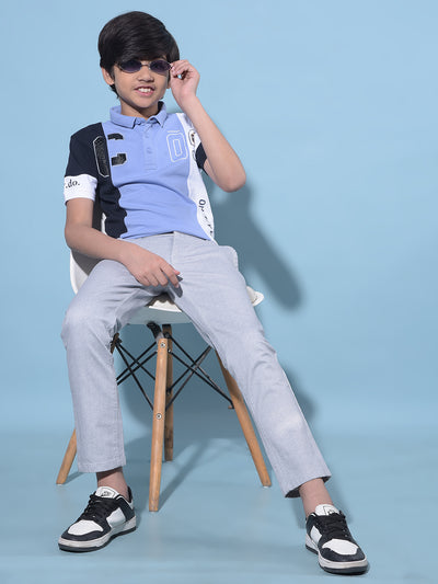 Grey Printed Cotton Chinos Trousers-Boys Trousers-Crimsoune Club