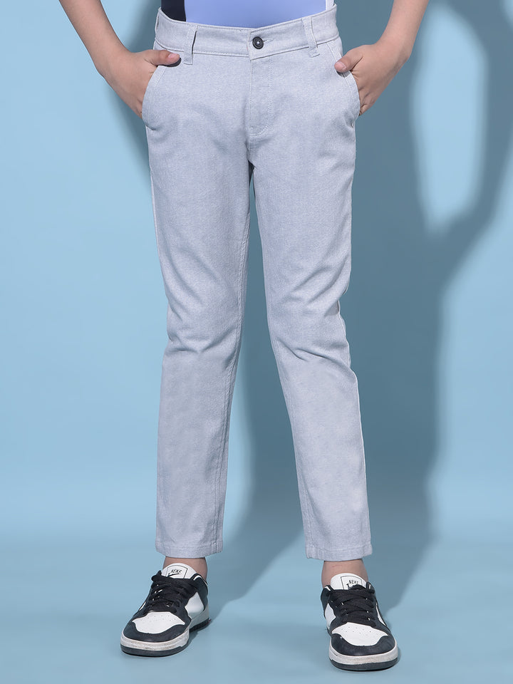 Grey Printed Cotton Chinos Trousers-Boys Trousers-Crimsoune Club