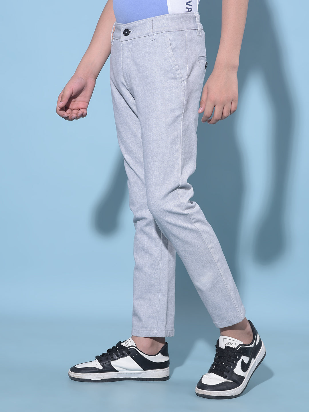 Grey Printed Cotton Chinos Trousers-Boys Trousers-Crimsoune Club