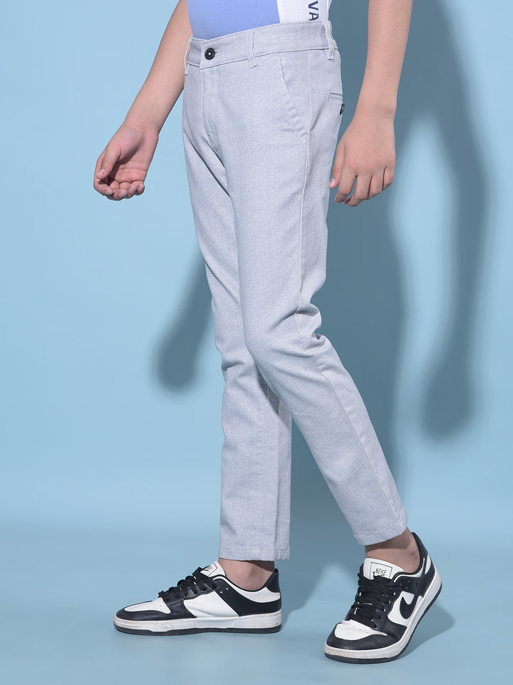 Grey Printed Cotton Chinos Trousers-Boys Trousers-Crimsoune Club