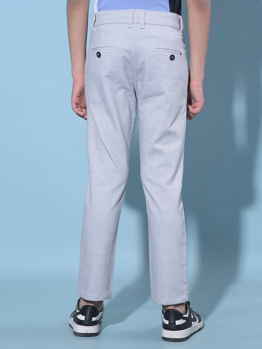 Grey Printed Cotton Chinos Trousers-Boys Trousers-Crimsoune Club