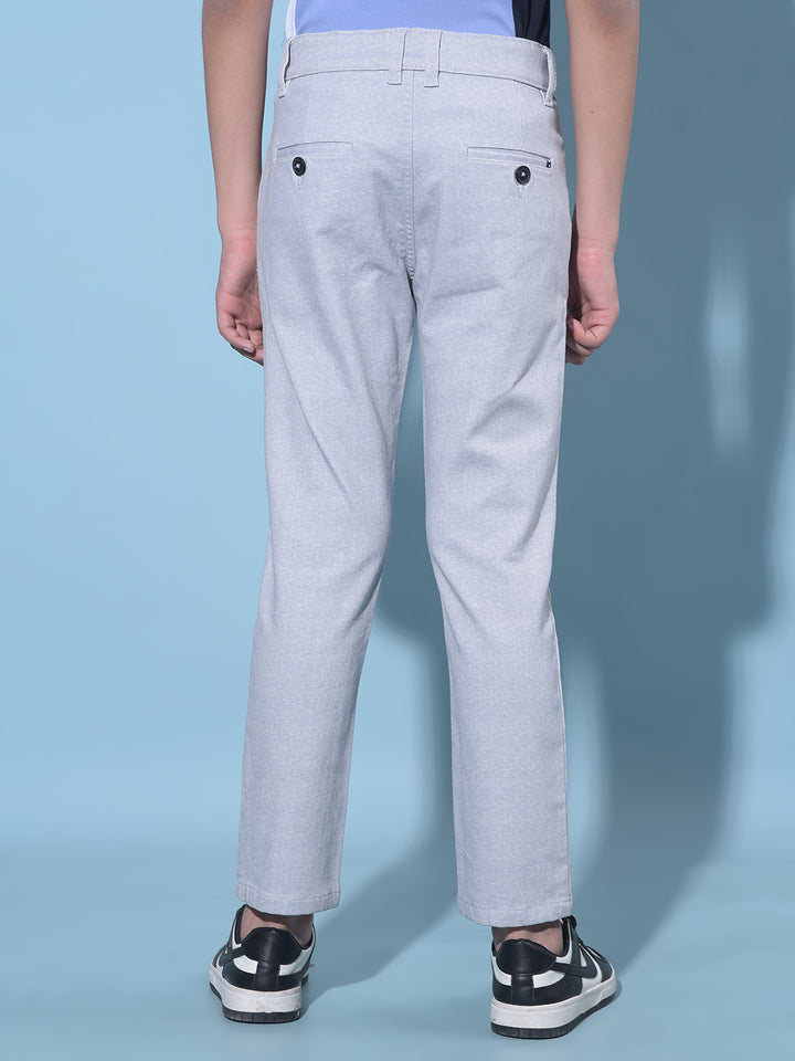 Grey Printed Cotton Chinos Trousers-Boys Trousers-Crimsoune Club