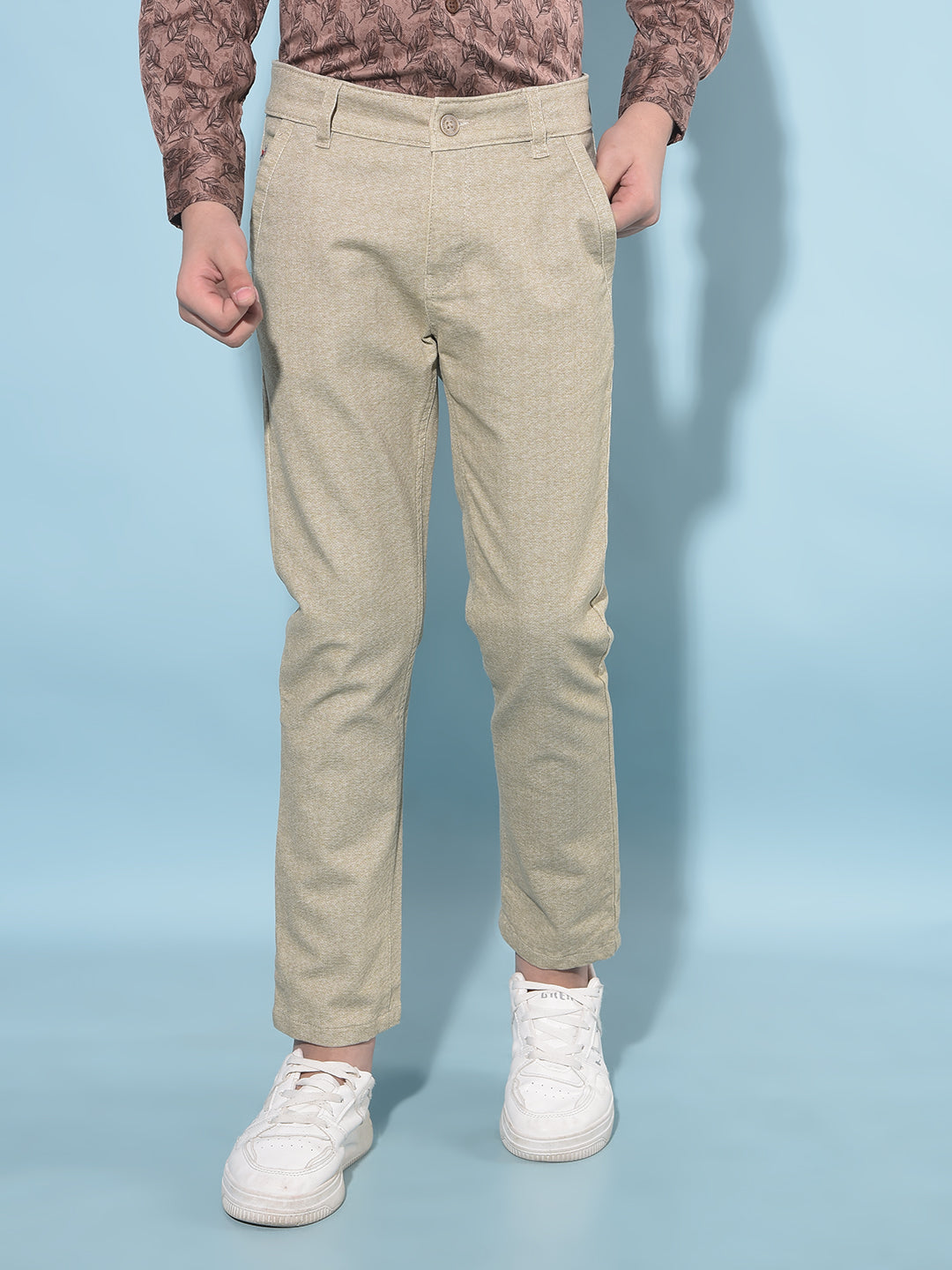 Khaki Printed Trousers-Boys Trousers-Crimsoune Club