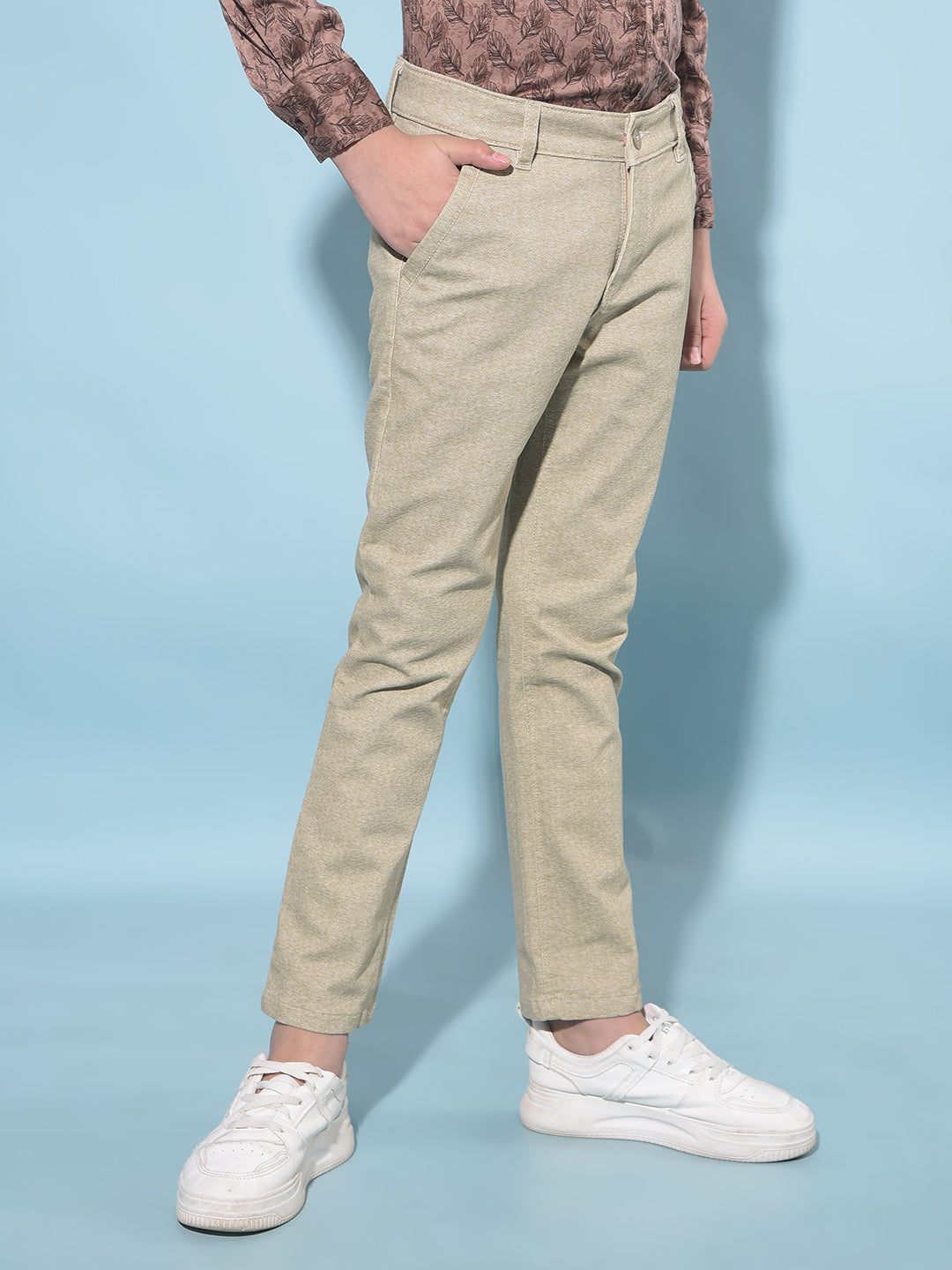 Khaki Printed Trousers-Boys Trousers-Crimsoune Club
