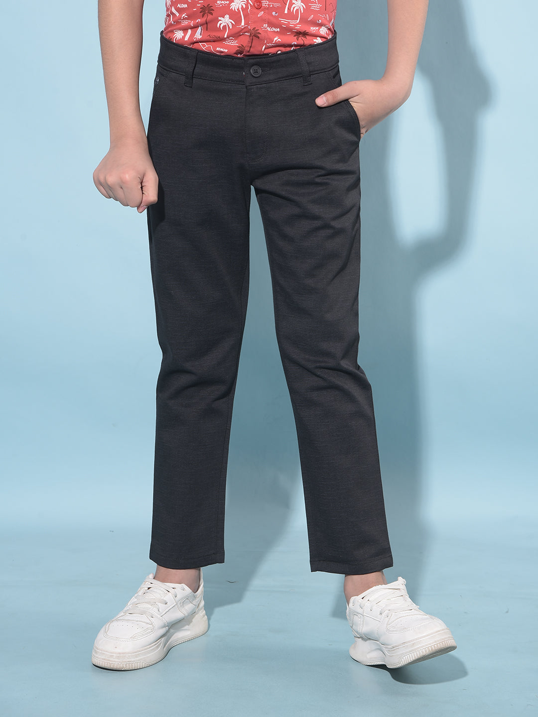 Black Printed Trousers-Boys Trousers-Crimsoune Club