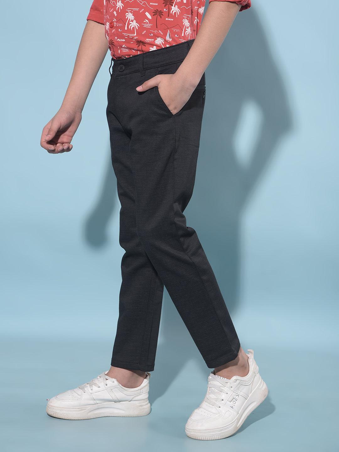 Black Printed Trousers-Boys Trousers-Crimsoune Club