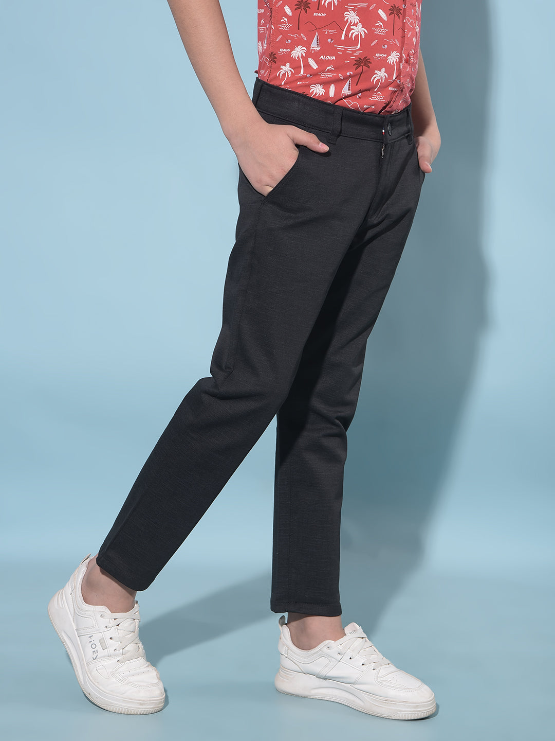 Black Printed Trousers-Boys Trousers-Crimsoune Club