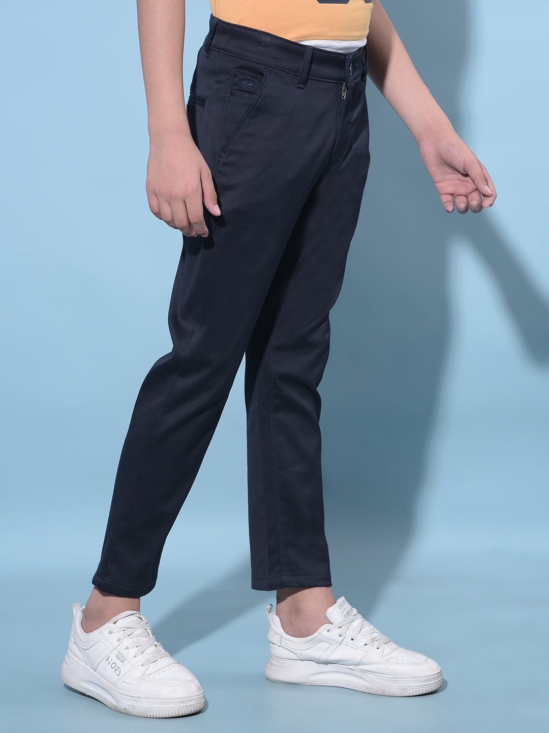 Navy Blue Cotton Chinos Trousers-Boys Trousers-Crimsoune Club
