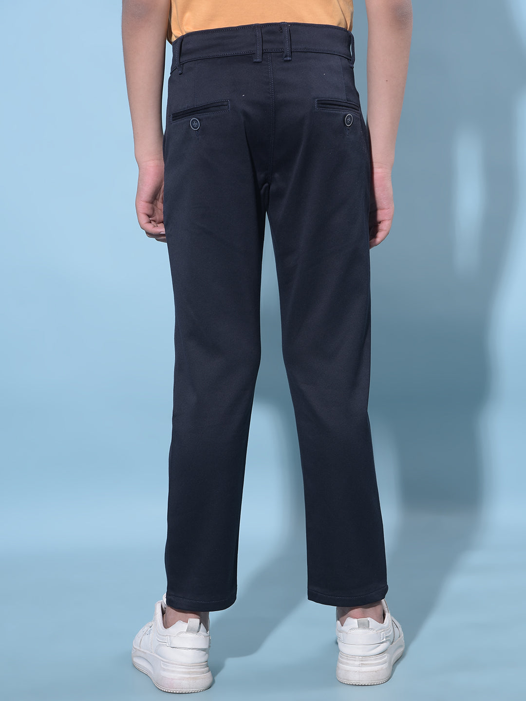 Navy Blue Cotton Chinos Trousers-Boys Trousers-Crimsoune Club