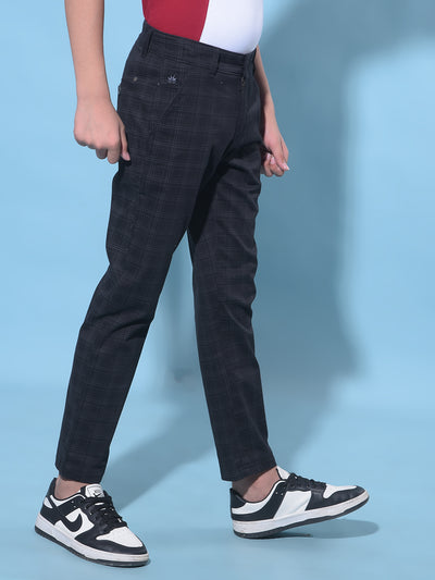 Black Tartan Check Trousers-Boys Trousers-Crimsoune Club