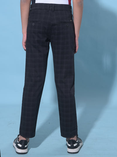 Black Tartan Check Trousers-Boys Trousers-Crimsoune Club