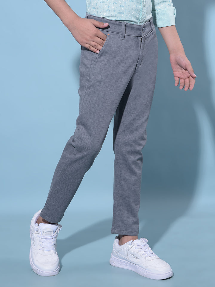 Blue Printed Cotton Chinos Trousers-Boys Trousers-Crimsoune Club